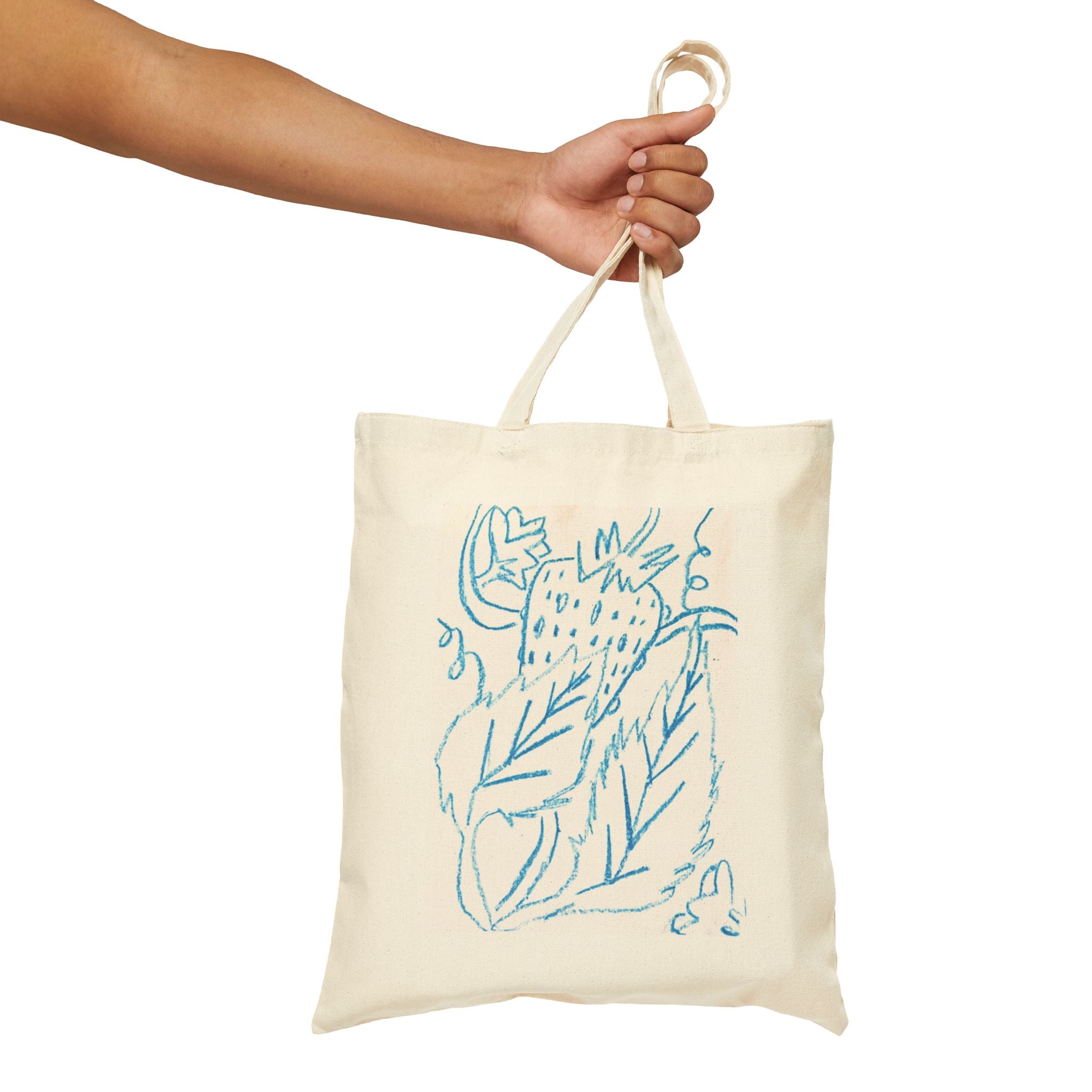 "Blue Crayon" Cotton Canvas Tote Bag