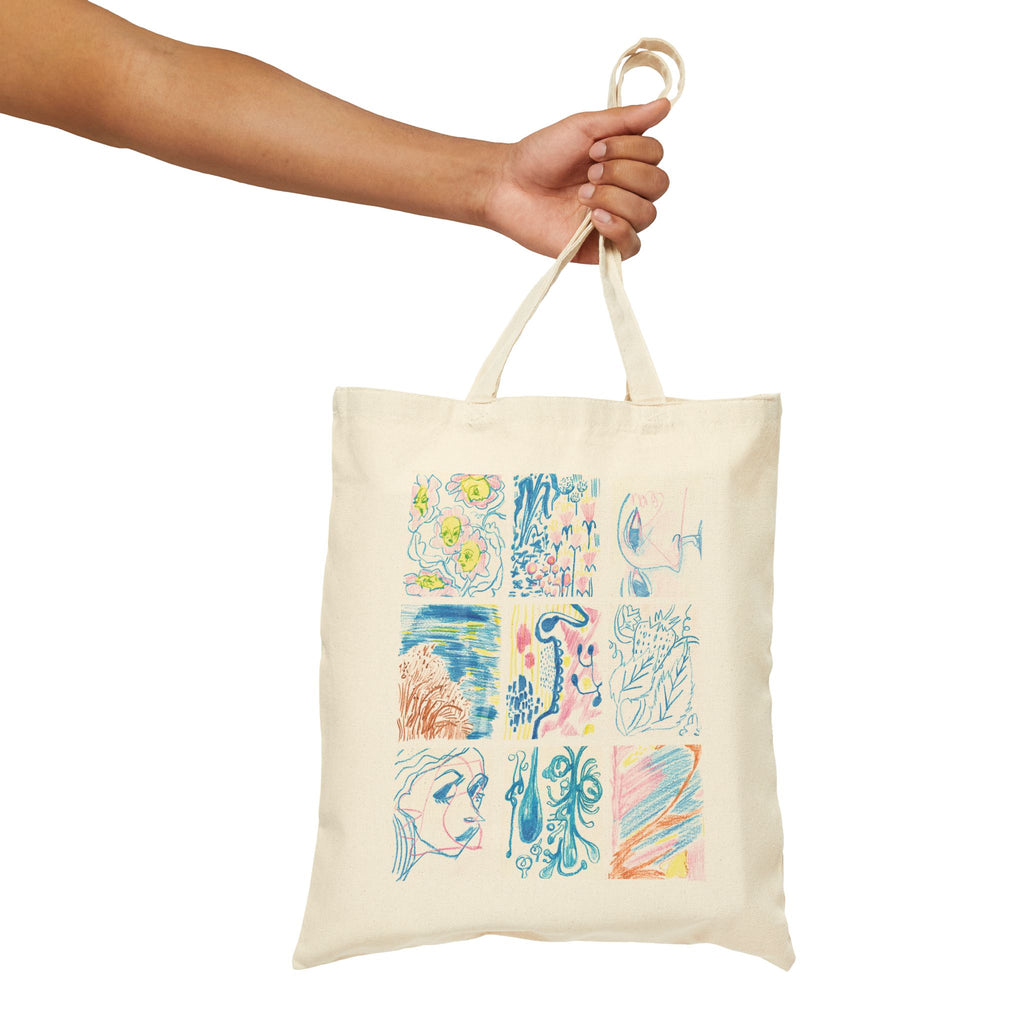 "Blue Crayon" Cotton Canvas Tote Bag