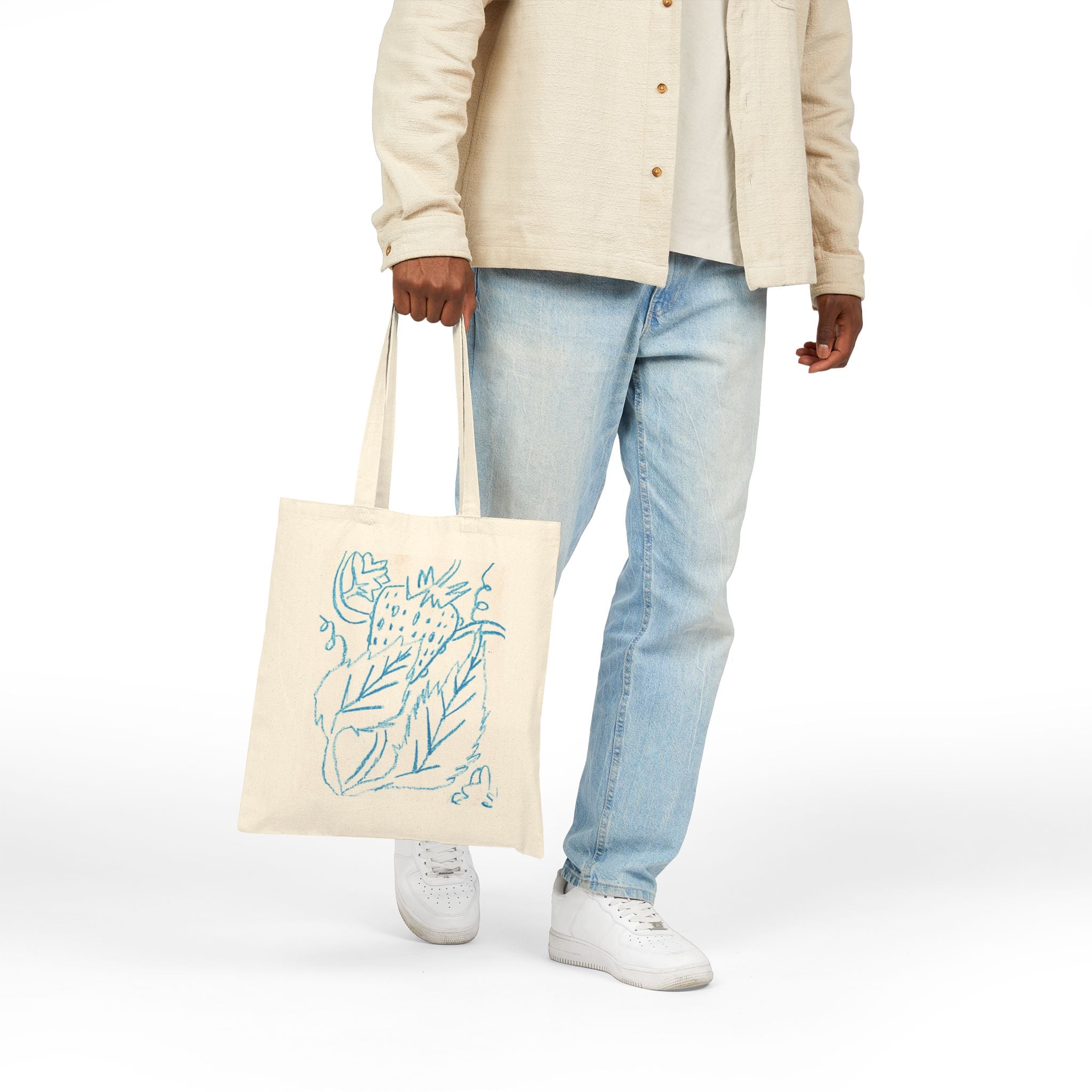 "Blue Crayon" Cotton Canvas Tote Bag