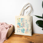 "Blue Crayon" Cotton Canvas Tote Bag