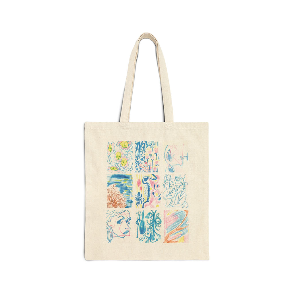 "Blue Crayon" Cotton Canvas Tote Bag