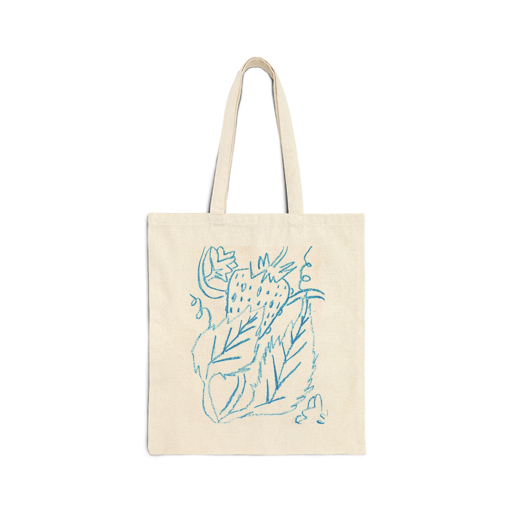 "Blue Crayon" Cotton Canvas Tote Bag