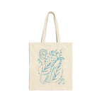 "Blue Crayon" Cotton Canvas Tote Bag