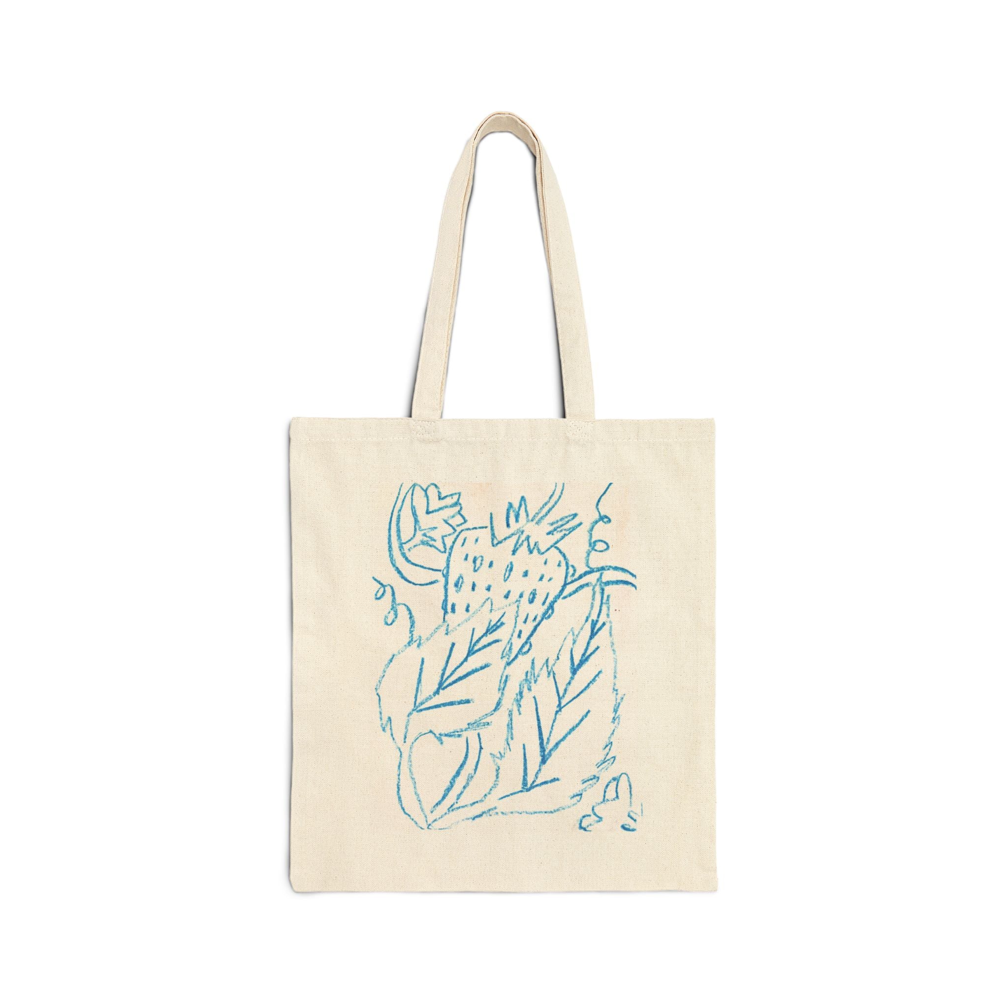 "Blue Crayon" Cotton Canvas Tote Bag