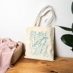 "Blue Crayon" Cotton Canvas Tote Bag