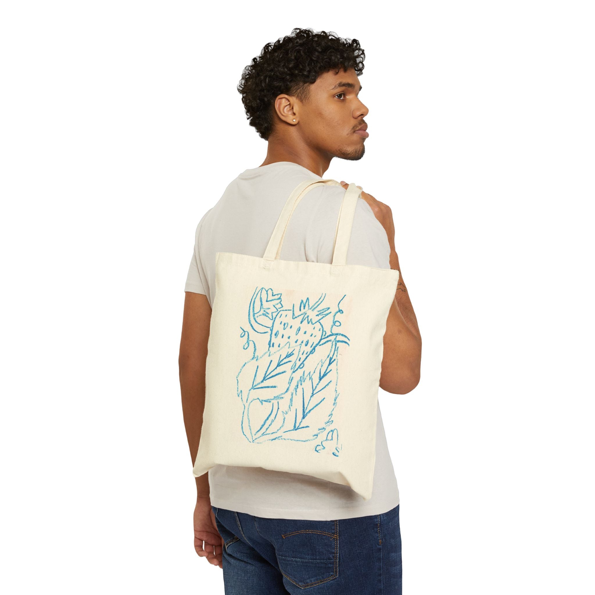 "Blue Crayon" Cotton Canvas Tote Bag