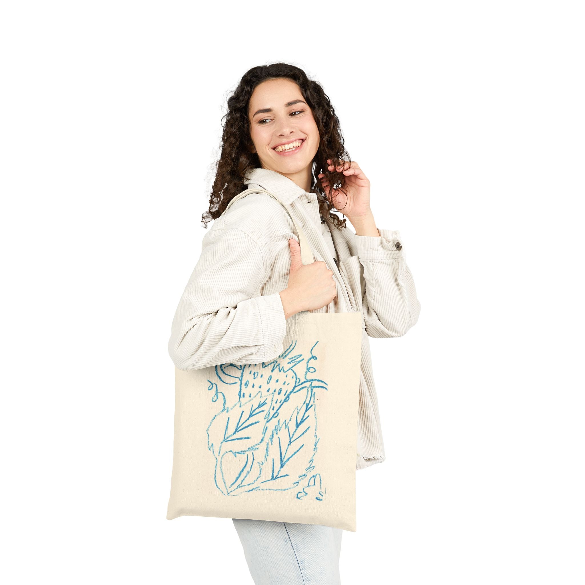 "Blue Crayon" Cotton Canvas Tote Bag